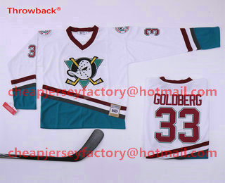 Men's The Movie The Mighty Ducks #33 Greg Goldberg White Stitched Film Ice Hockey Jersey