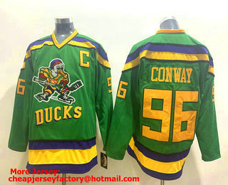 Men's The Movie The Mighty Ducks #96 Charlie Conway Green CCM Vintage Throwback Jersey