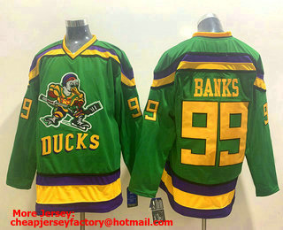Men's The Movie The Mighty Ducks #99 Adam Banks Green CCM Vintage Throwback Jersey