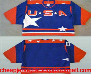 Men's The Movie The Mighty Ducks Blank Blue Team USA Stitched Ice Hockey Jersey