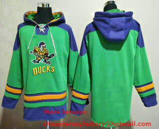Men's The Movie The Mighty Ducks Blank Green Ageless Must Have Lace Up Pullover Hoodie