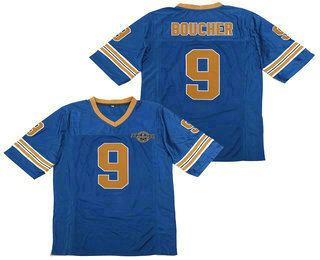 Men's The Movie The Waterboy Adam Sandler #9 Bobby Boucher Blue With 50TH Patch Stitched Football Jersey