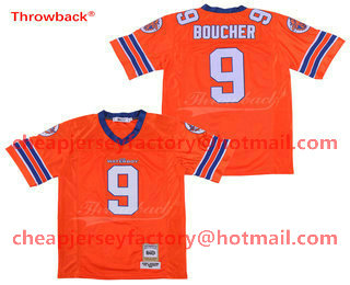 Men's The Movie The Waterboy Adam Sandler #9 Bobby Boucher Orange Stitched Football Jersey