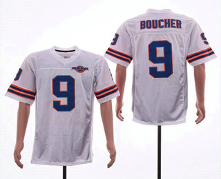 Men's The Movie The Waterboy Adam Sandler #9 Bobby Boucher White With 50TH Patch Stitched Football Jersey
