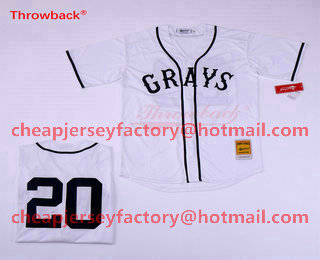 Men's The Movie USA Negro Leagues NLBM Homestead Grays #20 Josh Gibson Cream Stitched Baseball Jersey