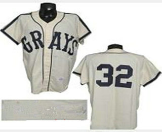 Men's The Movie USA Negro Leagues NLBM Homestead Grays #32 Buck Leonard Cream Stitched Baseball Jersey
