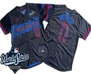 Men's Toronto Blue Jays #11 Bo Bichette Black City 2025 World Series Limited Jersey