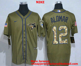 Men's Toronto Blue Jays #12 Roberto Alomar Green Salute To Service Stitched MLB Cool Base Nike Jersey