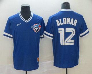 Men's Toronto Blue Jays #12 Roberto Alomar Royal Blue Nike Cooperstown Collection Legend V Neck Jersey
