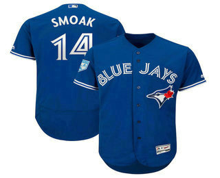 Men's Toronto Blue Jays #14 Justin Smoak Blue 2019 Spring Training Stitched MLB Flex Base Jersey
