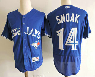 Men's Toronto Blue Jays #14 Justin Smoak Blue Stitched MLB Flex Base Jersey