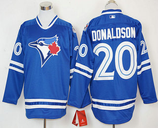 Men's Toronto Blue Jays #20 Josh Donaldson Blue Alternate Long Sleeve Baseball Jersey