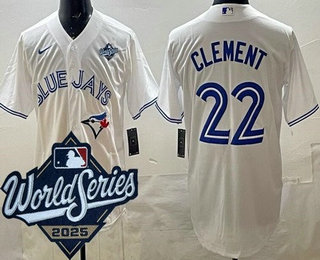 Men's Toronto Blue Jays #22 Ernie Clement White 2025 World Series Cool Base Jersey
