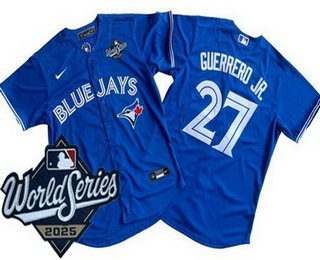Men's Toronto Blue Jays #27 Vladimir Guerrero Jr Blue 2025 World Series Cool Base Jersey
