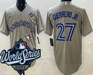 Men's Toronto Blue Jays #27 Vladimir Guerrero Jr Gray 2025 World Series Cool Base Jersey