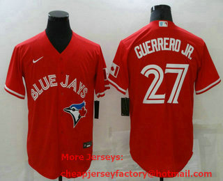 Men's Toronto Blue Jays #27 Vladimir Guerrero Jr Red Stitched MLB Cool Base Nike Jersey