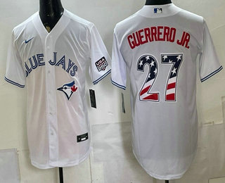 Men's Toronto Blue Jays #27 Vladimir Guerrero Jr White 2026 USA 250 Fourth of July Stitched Jersey