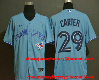 Men's Toronto Blue Jays #29 Joe Carter Light Blue Stitched MLB Flex Base Nike Jersey