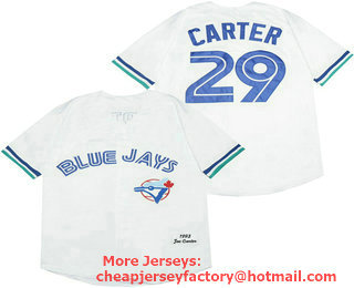Men's Toronto Blue Jays #29 Joe Carter White Throwback Cooperstown Collection Stitched MLB Mitchell & Ness Jersey