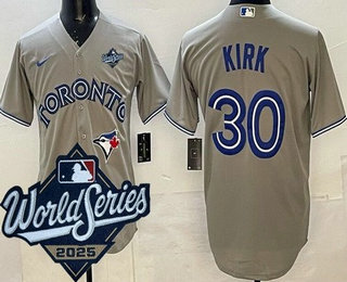 Men's Toronto Blue Jays #30 Alejandro Kirk Gray 2025 World Series Cool Base Jersey
