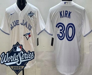Men's Toronto Blue Jays #30 Alejandro Kirk White 2025 World Series Cool Base Jersey