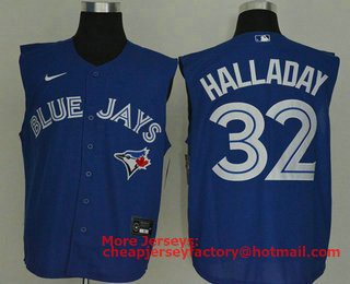 Men's Toronto Blue Jays #32 Roy Halladay Blue 2020 Cool and Refreshing Sleeveless Fan Stitched MLB Nike Jersey