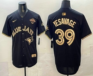 Men's Toronto Blue Jays #39 Trey Yesavage Black Gold 2025 American League Champions Limited Stitched Jersey