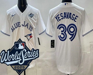 Men's Toronto Blue Jays #39 Trey Yesavage White 2025 World Series Cool Base Jersey