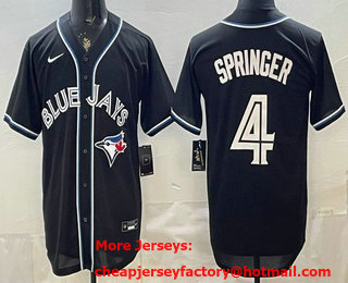 Men's Toronto Blue Jays #4 George Springer 2026 Black Fashion Cool Base Jersey