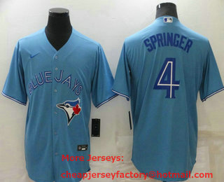Men's Toronto Blue Jays #4 George Springer Light Blue Stitched MLB Cool Base Nike Jersey