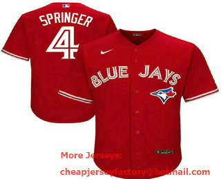 Men's Toronto Blue Jays #4 George Springer Red Stitched MLB Cool Base Nike Jersey