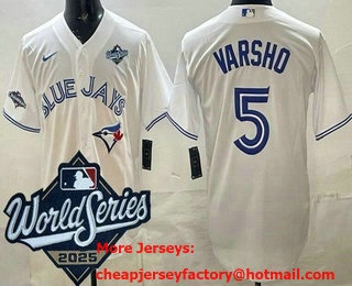 Men's Toronto Blue Jays #5 Daulton Varsho White 2025 World Series Cool Base Jersey