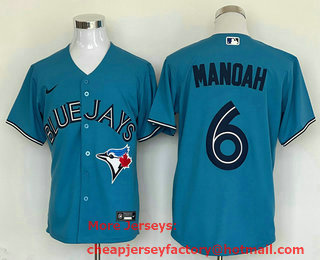 Men's Toronto Blue Jays #6 Alek Manoah Light Blue Cool Base Stitched Jersey