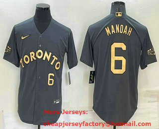 Men's Toronto Blue Jays #6 Alek Manoah Number Grey 2022 All Star Stitched Cool Base Nike Jersey