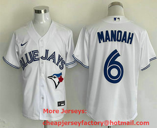 Men's Toronto Blue Jays #6 Alek Manoah White Cool Base Stitched Jersey