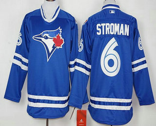 Men's Toronto Blue Jays #6 Marcus Stroman Blue Alternate Long Sleeve Baseball Jersey