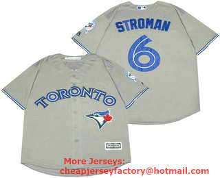Men's Toronto Blue Jays #6 Marcus Stroman Grey New Cool Base 40th Anniversary Stitched MLB Jersey