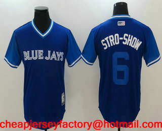 Men's Toronto Blue Jays #6 Marcus Stroman Stro Show Royal 2017 Little League World Series Players Weekend Stitched Nickname Jersey