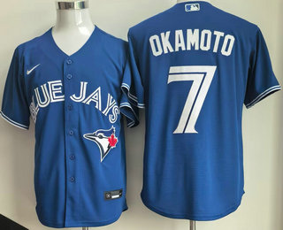Men's Toronto Blue Jays #7 Kazuma Okamoto Royal Blue Cool Base Jersey