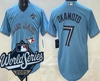 Men's Toronto Blue Jays #7 Kazuma Okamoto Light Blue 2025 World Series Cool Base Jersey
