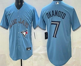 Men's Toronto Blue Jays #7 Kazuma Okamoto Light Blue Cool Base Jersey