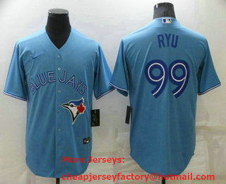 Men's Toronto Blue Jays #99 Hyun-Jin Ryu Light Blue Stitched MLB Cool Base Nike Jersey