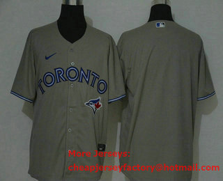 Men's Toronto Blue Jays Blank Gray Stitched MLB Cool Base Nike Jersey
