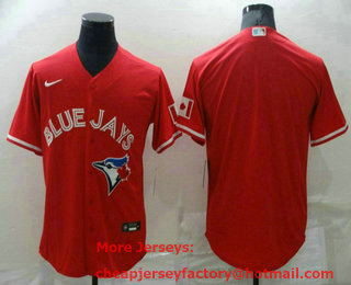 Men's Toronto Blue Jays Blank Red Stitched MLB Cool Base Nike Jersey