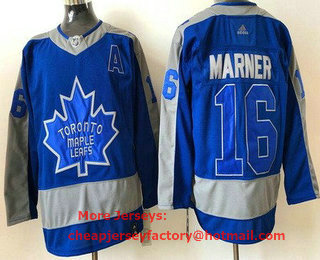 Men's Toronto Maple Leafs #16 Mitch Marner Blue 2021 Reverse Retro Authentic Jersey