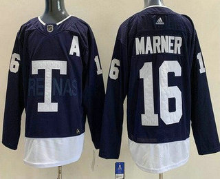 Men's Toronto Maple Leafs #16 Mitch Marner Navy 2022 Heritage Classic Stitched Jersey