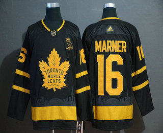 Men's Toronto Maple Leafs #16 Mitchell Marner Black Golden City Edition Adidas Stitched NHL Jersey
