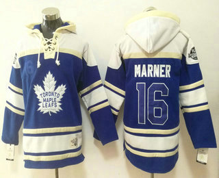Men's Toronto Maple Leafs #16 Mitchell Marner Old Time Hockey Light Blue Hoodie