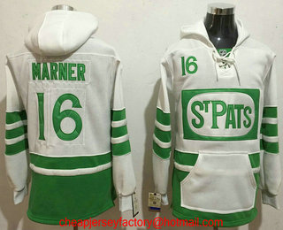 Men's Toronto Maple Leafs #16 Mitchell Marner White 2017 St. Patrick's Day Green Stitched NHL Old Tim Hockey Hoodie