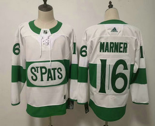Men's Toronto Maple Leafs #16 Mitchell Marner White 2019 St. Patrick's Day Adidas Stitched NHL Jersey